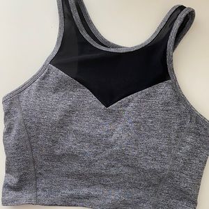 Gray and black built-in sports bra crop top